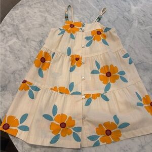 Zara Cream Sundress with Yellow and Teal Floral Print
